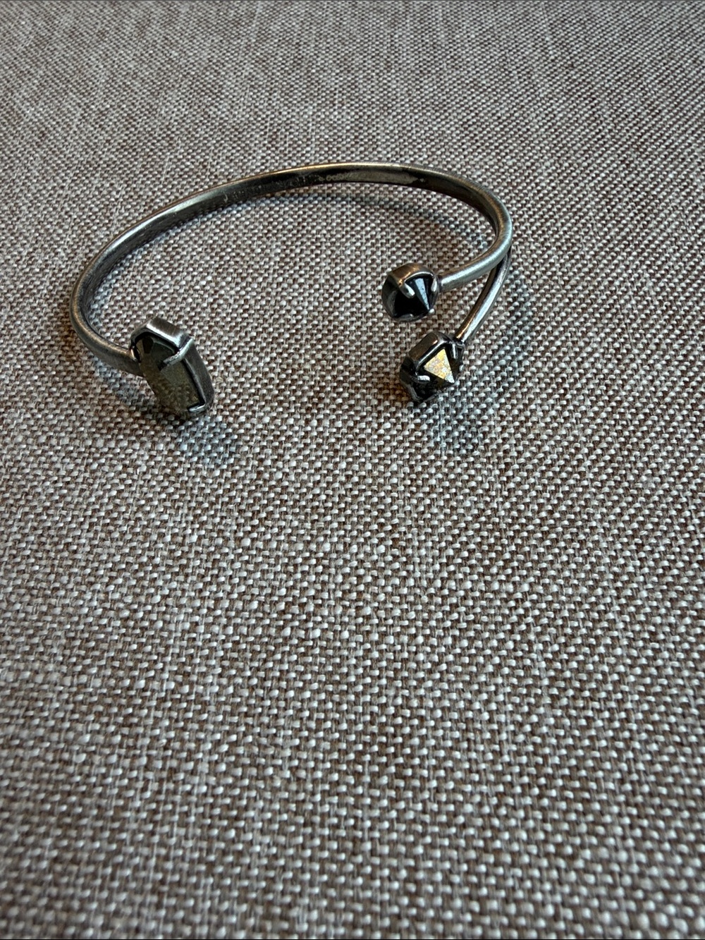 Kendra Scott Silver-Tone Open Cuff Bracelet with Dark Hematite Accents